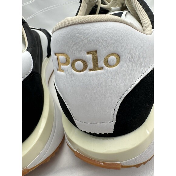 Polo Ralph Lauren Size 14M Train 89 Suede Sneaker Black/White/Gold Pony NWOB main image 5